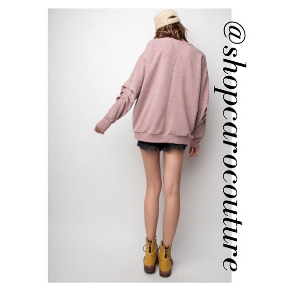 LAST 1!! Easy Pullover Sweatshirt in Mauve - Picture 6 of 8